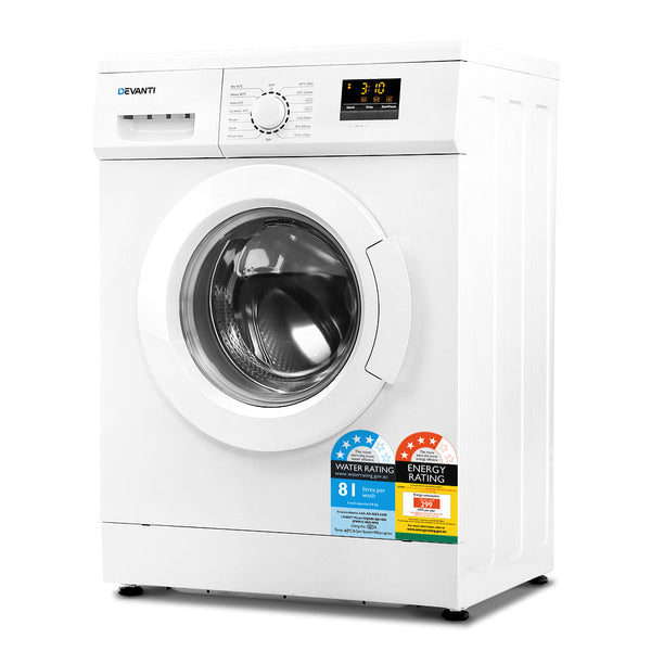 Devanti 8kg Front Load Washing Machine Quick Wash 24h Delay Start Automatic Devanti