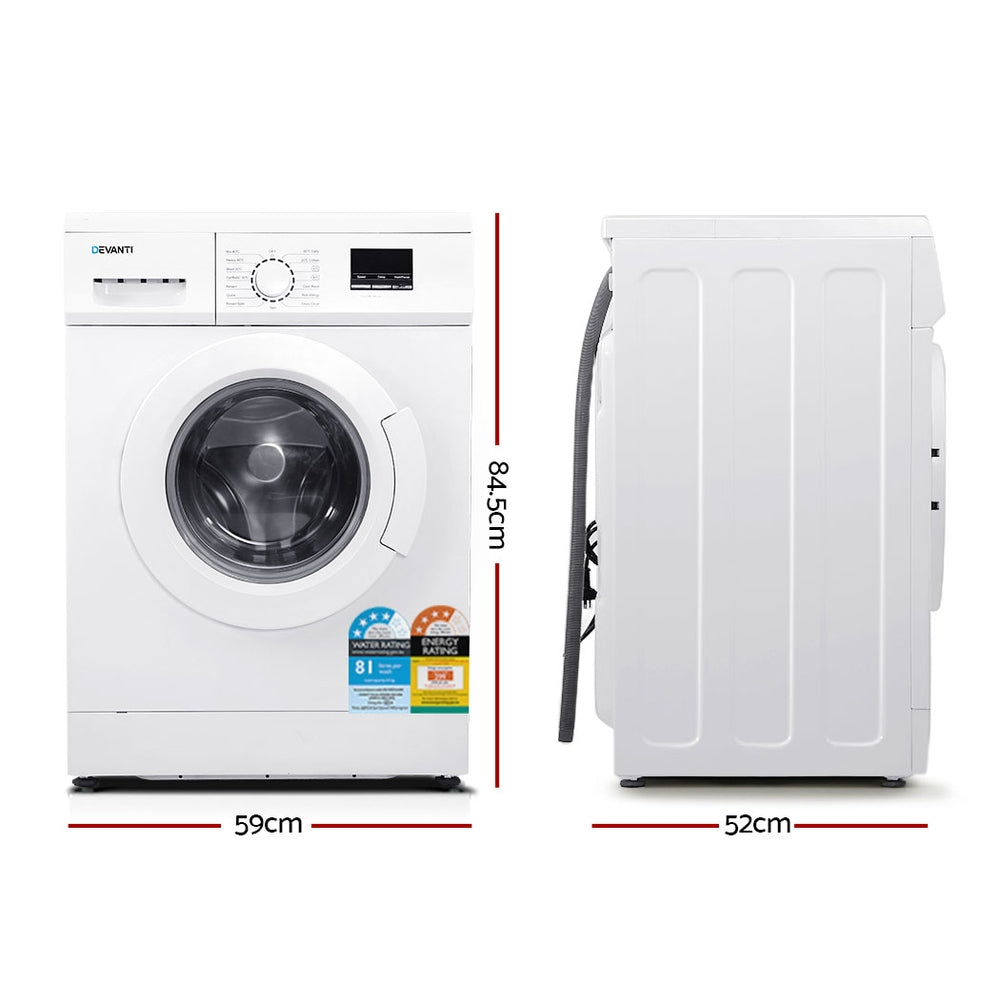 Devanti 8kg Front Load Washing Machine Quick Wash 24h Delay Start Automatic Devanti