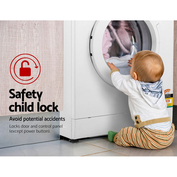 Devanti 8kg Front Load Washing Machine Quick Wash 24h Delay Start Automatic Devanti