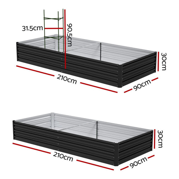 Green Fingers Raised Garden Bed 2 Pcs 210x90cm Planter Box Container Galvanised Metal Outdoor Awezingly