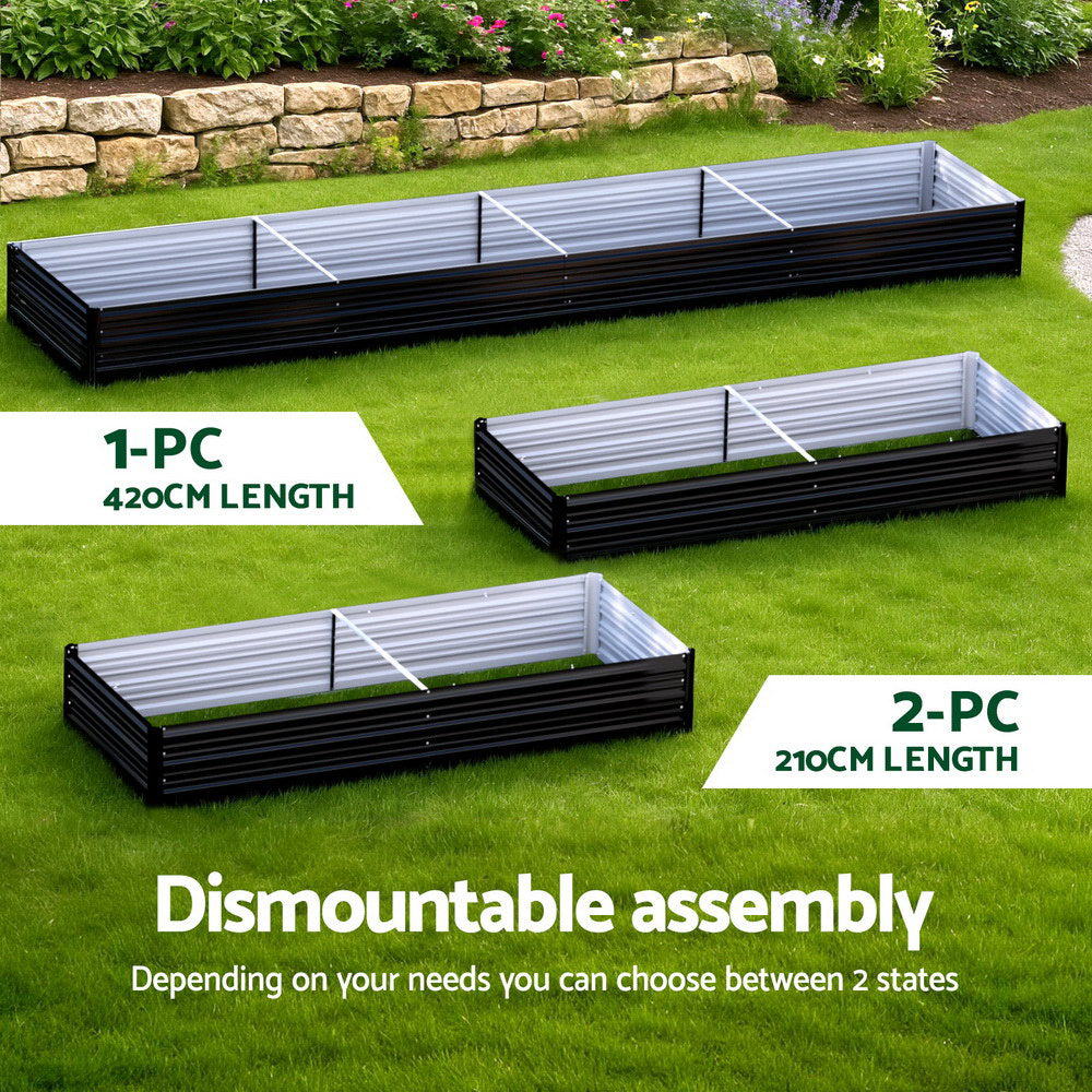 Green Fingers Raised Garden Bed 2 Pcs 210x90cm Planter Box Container Galvanised Metal Outdoor Awezingly