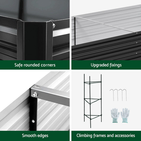 Green Fingers Raised Garden Bed 2 Pcs 210x90cm Planter Box Container Galvanised Metal Outdoor Awezingly
