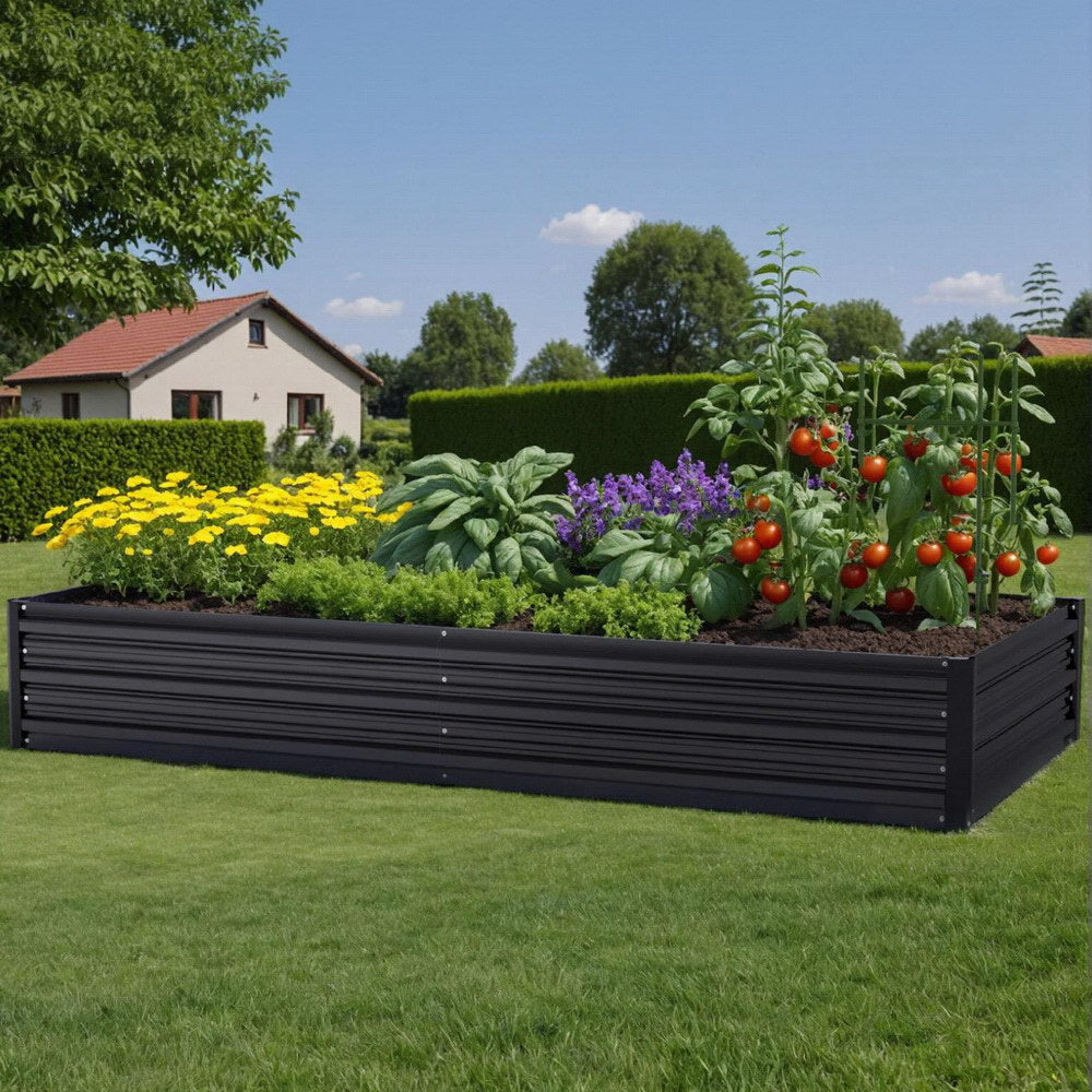 Green Fingers Raised Garden Bed 2 Pcs 210x90cm Planter Box Container Galvanised Metal Outdoor Awezingly