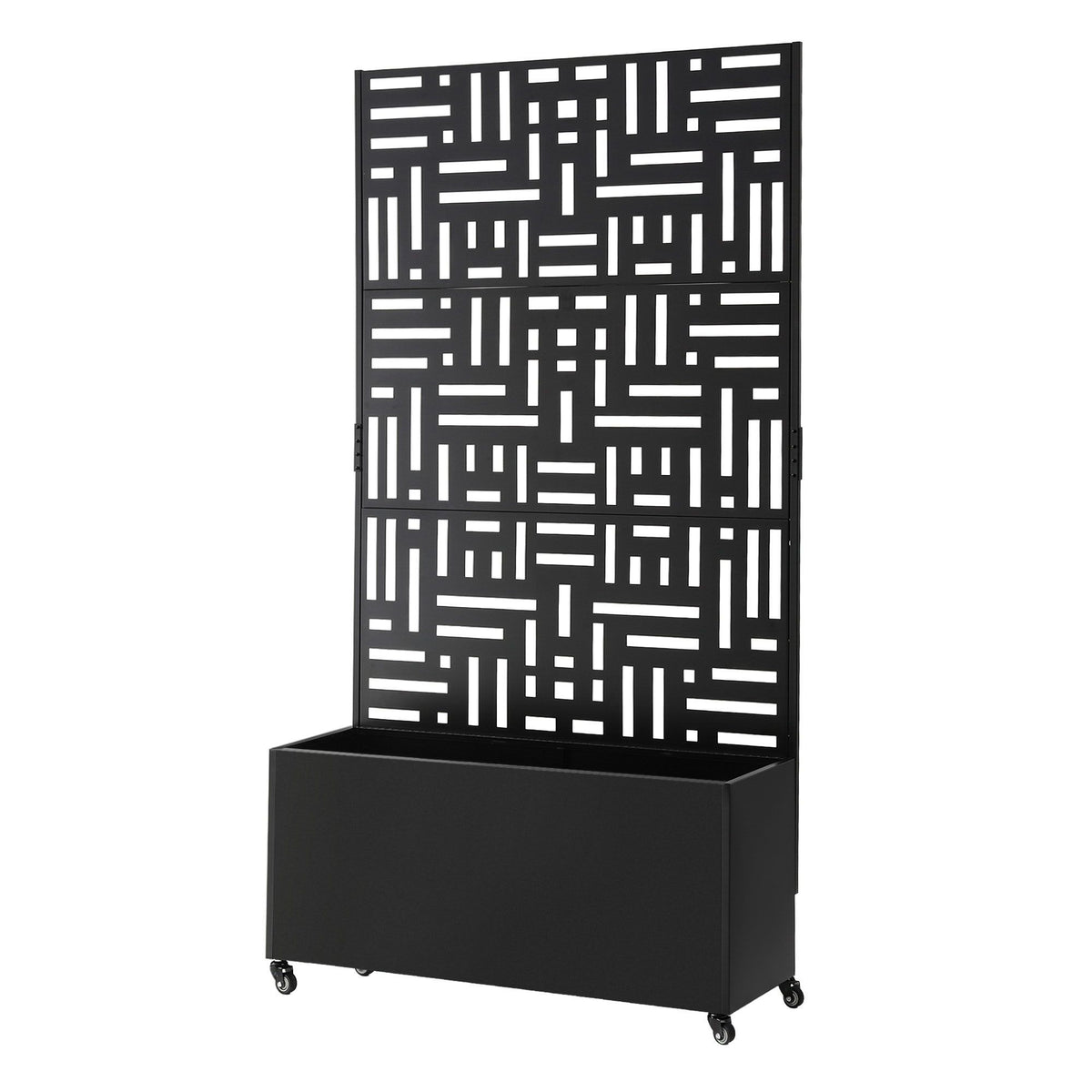 Green Fingers Mobile Planter Box Garden Bed with Trellis Privacy Screen & Lockable Wheels for Climbing Plants Awezingly