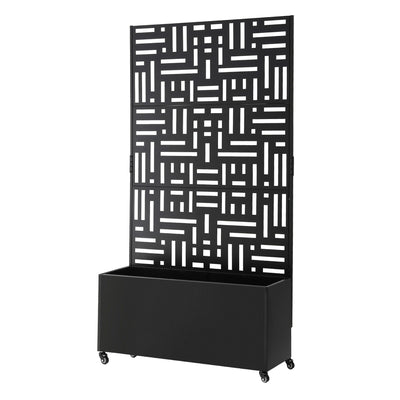 Green Fingers Mobile Planter Box Garden Bed with Trellis Privacy Screen & Lockable Wheels for Climbing Plants