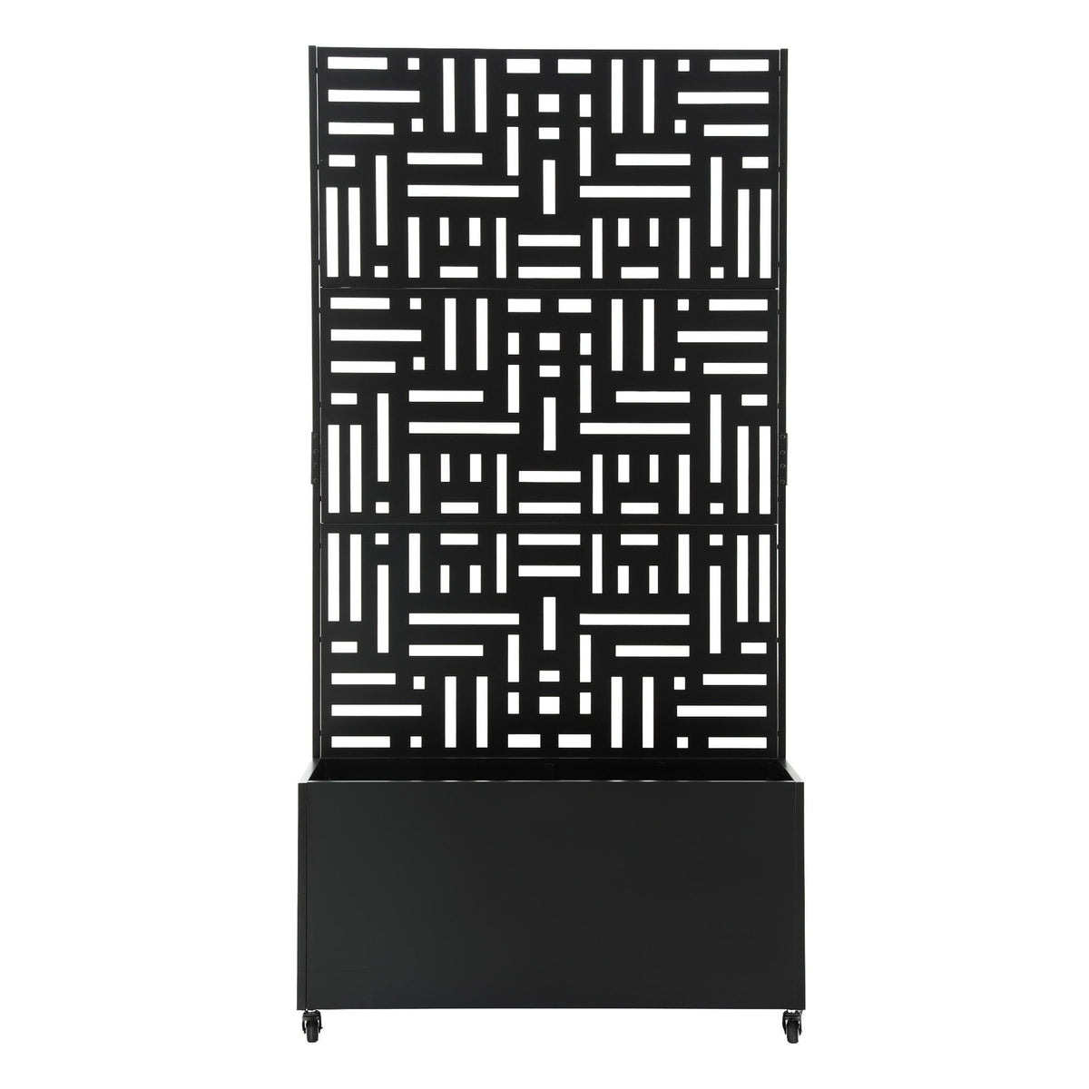 Green Fingers Mobile Planter Box Garden Bed with Trellis Privacy Screen & Lockable Wheels for Climbing Plants Awezingly