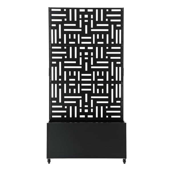 Green Fingers Mobile Planter Box Garden Bed with Trellis Privacy Screen & Lockable Wheels for Climbing Plants Awezingly