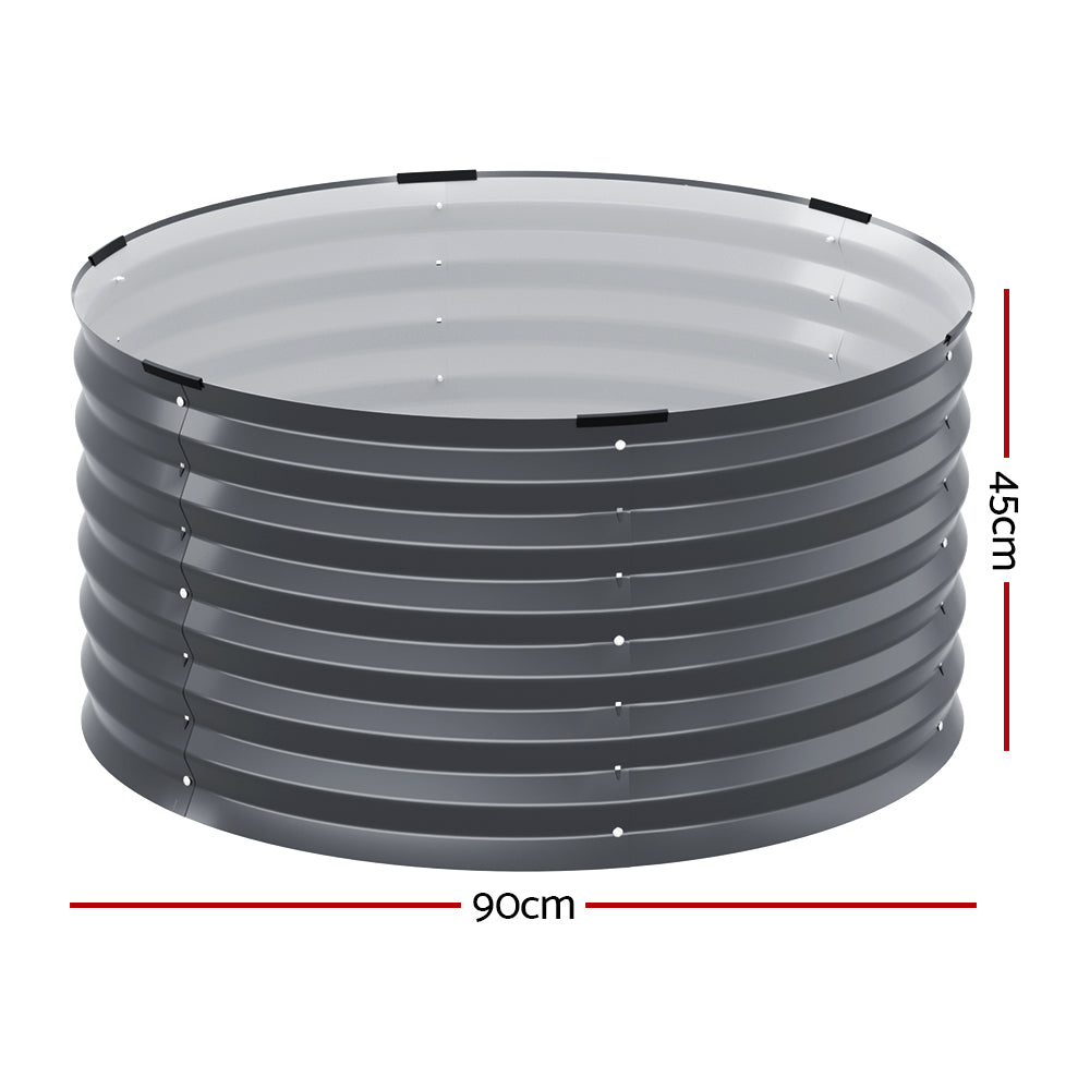 Green Fingers Garden Bed 90X45cm Round Latches Planter Box Raised Galvanised Herb Greenfingers