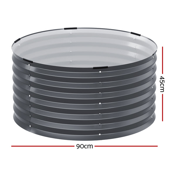 Green Fingers Garden Bed 90X45cm Round Latches Planter Box Raised Galvanised Herb Greenfingers