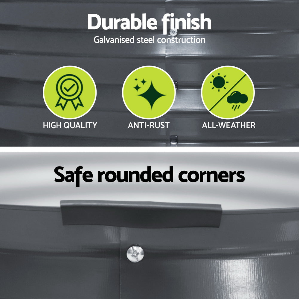 Green Fingers Garden Bed 90X45cm Round Latches Planter Box Raised Galvanised Herb Greenfingers