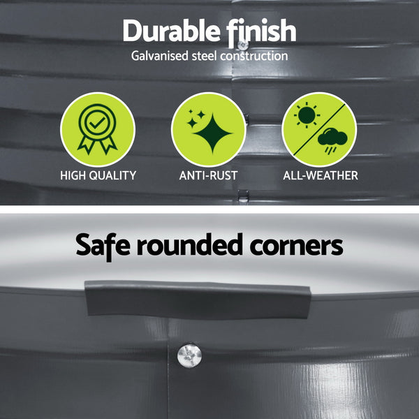 Green Fingers Garden Bed 90X45cm Round Latches Planter Box Raised Galvanised Herb Greenfingers