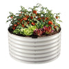 Green Fingers Round Metal Raised Garden Bed 90x45cm Planter Box White