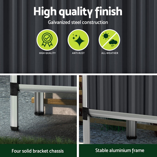 Green Fingers Raised Garden Bed x2 80x49x74cm Greenhouse Planter Box Galvanised Herb Awezingly