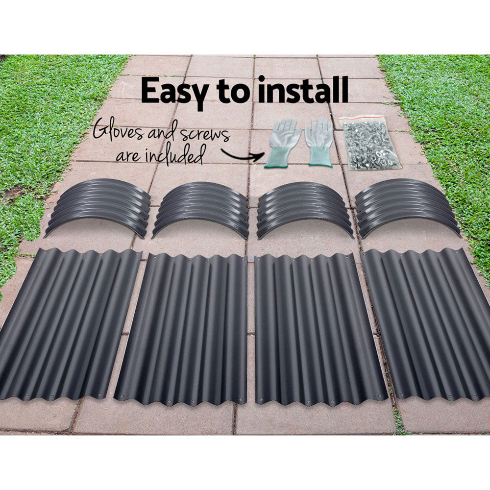 2x Green Fingers Raised Garden Bed 160X80X42cm Oval Planter Box Raised Container Galvanised Awezingly