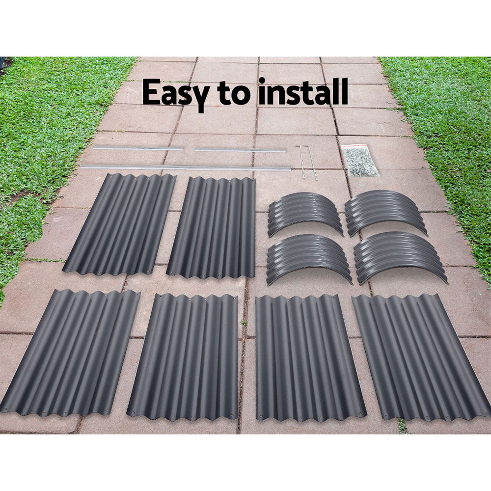 2x Raised Green Fingers Garden Bed 240X80X42cm Oval Planter Box Container Galvanised Awezingly