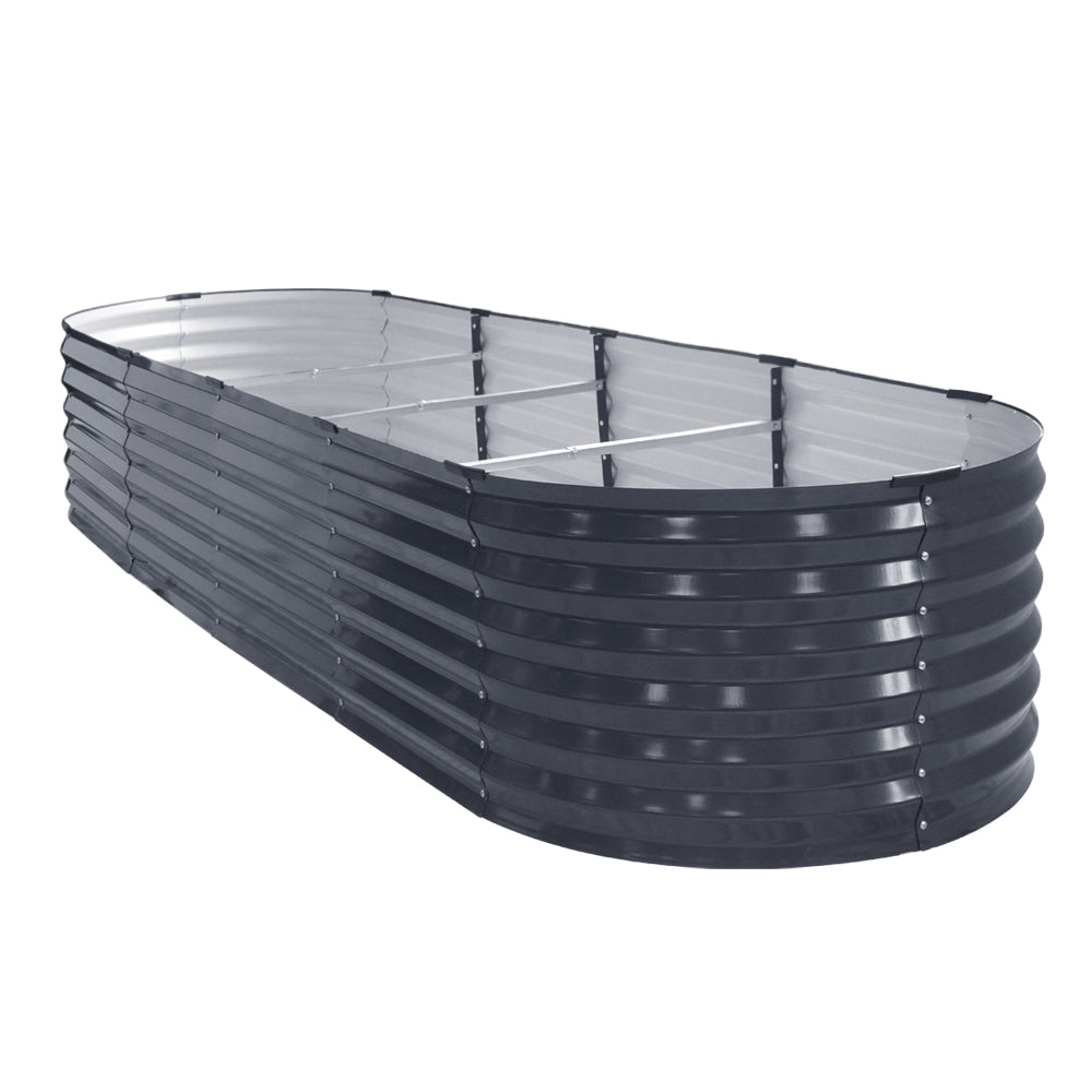 2x Green Fingers Raised Garden Bed 320X80X42cm Oval Planter Box Container Galvanised Awezingly