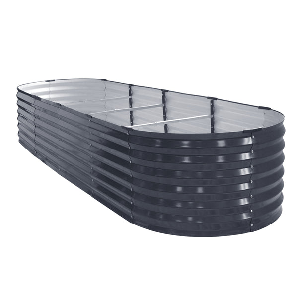 2x Green Fingers Raised Garden Bed 320X80X42cm Oval Planter Box Container Galvanised Awezingly