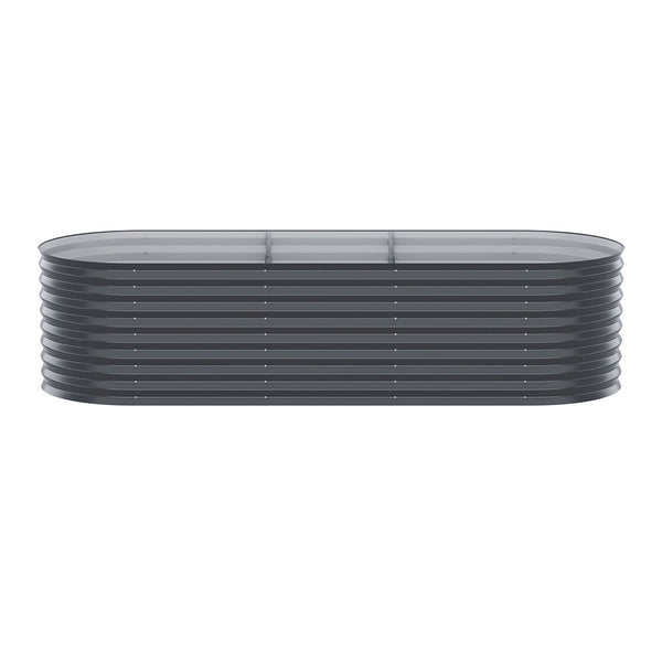 x2 Green Fingers Raised Garden Bed Kit Planter Oval Galvanised Steel 240cmX80cmX56cm Greenfingers