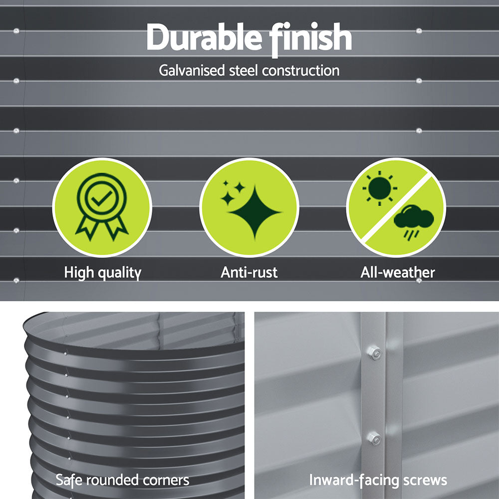 x2 Green Fingers Raised Garden Bed Kit Planter Oval Galvanised Steel 240cmX80cmX56cm Greenfingers