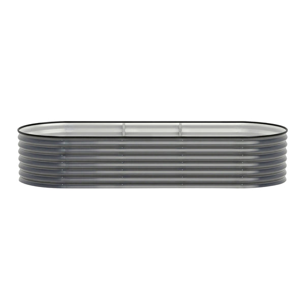 Green Fingers 3 Pcs Raised Garden Bed Kit Oval Galvanized Steel Planter Boxes 240x80x56cm, Heavy Duty Metal Elevated Garden Bed for Vegetables Flowers Herbs, with Safety Edging, Gloves & Pegs Included