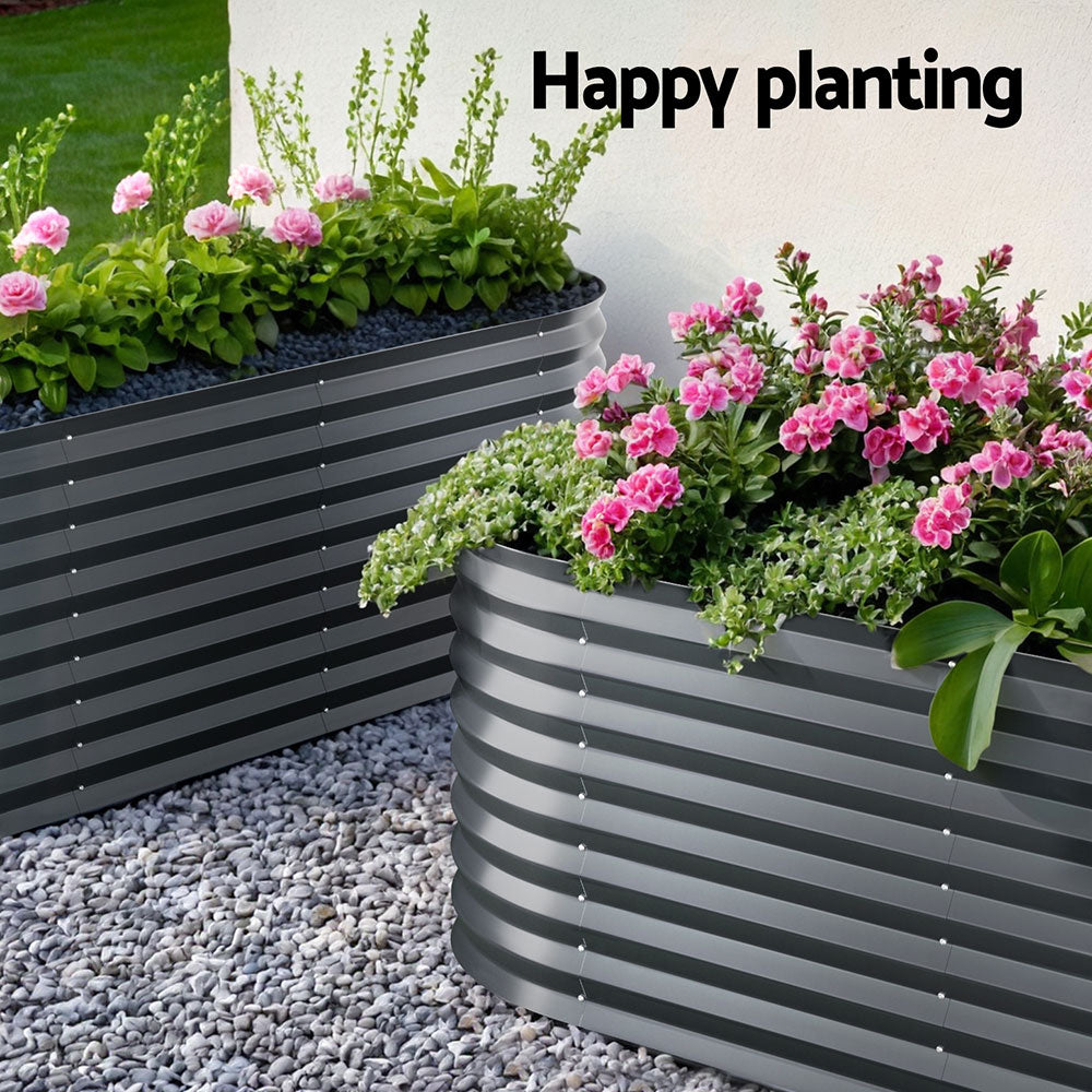 2x Green Fingers Raised Garden Bed 320X80X56cm Oval Planter Box Greenfingers
