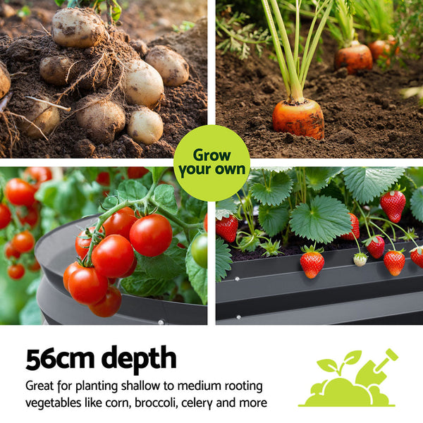 2x Green Fingers Raised Garden Bed 320X80X56cm Oval Planter Box Greenfingers