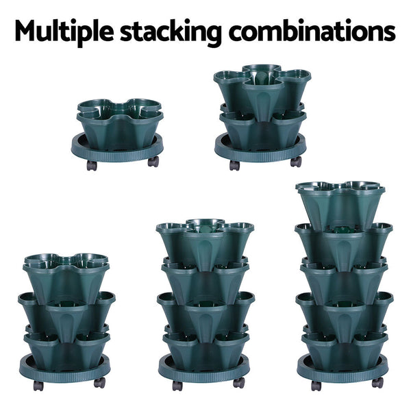 Green Fingers Garden Bed 5 Tier Vertical Garden Strawberry Stackable Planters Herbs Petunias Greenfingers