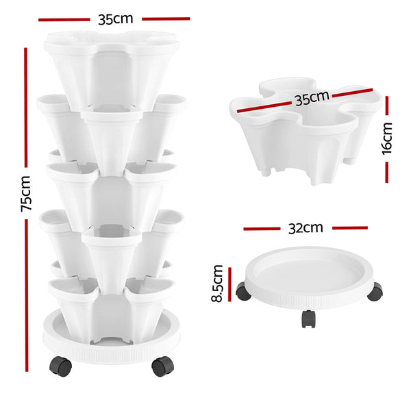 Green Fingers Garden Bed 5 Tier Vertical Garden Strawberry Stackable Planters Herbs Petunias Greenfingers