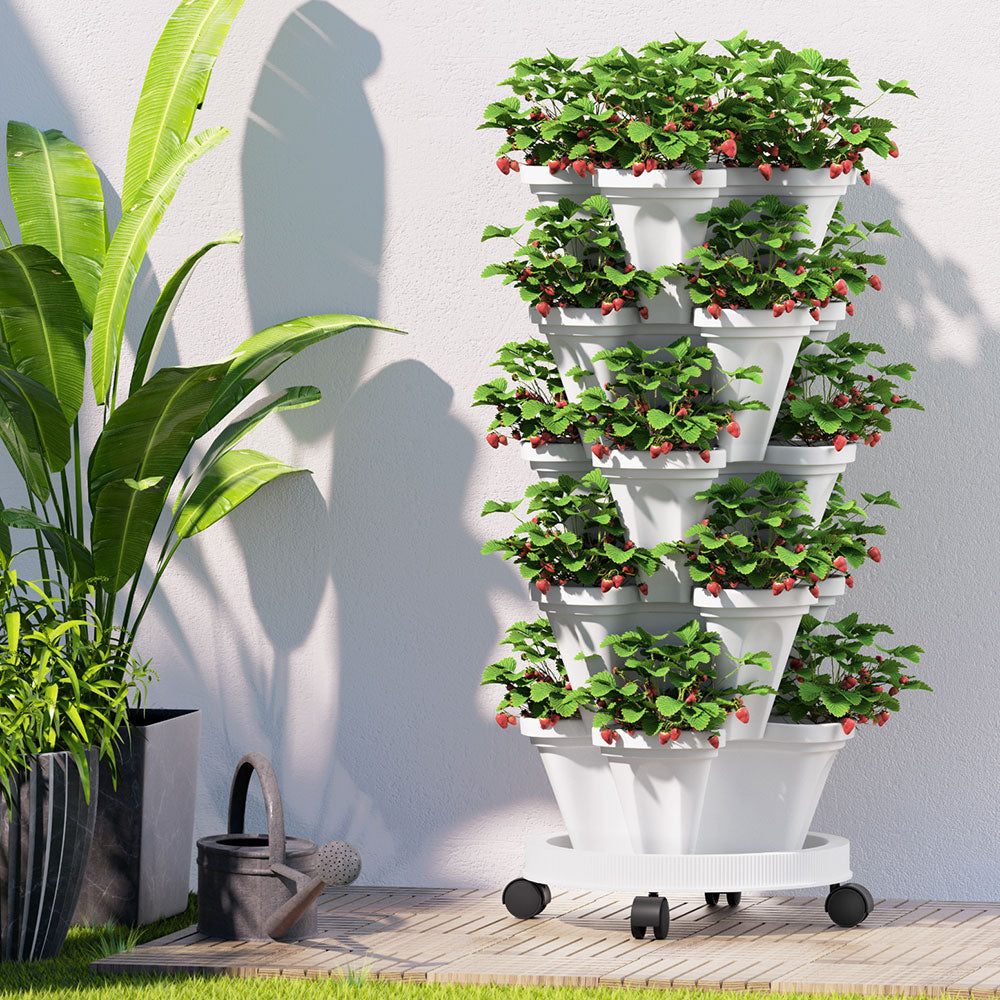 Green Fingers Garden Bed 5 Tier Vertical Garden Strawberry Stackable Planters Herbs Petunias Greenfingers