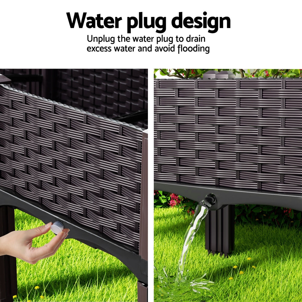 Green Fingers Garden Bed 120x40x36cm PP Planter Box Raised Container Growing Herb Greenfingers