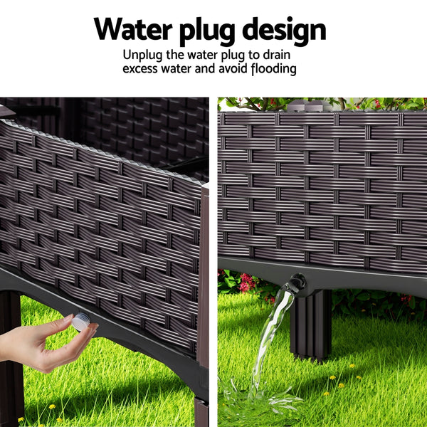 Green Fingers Garden Bed 120x40x36cm PP Planter Box Raised Container Growing Herb Greenfingers