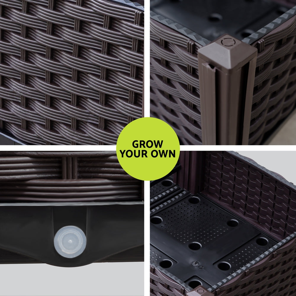 Green Fingers Garden Bed 120x40x36cm PP Planter Box Raised Container Growing Herb Greenfingers