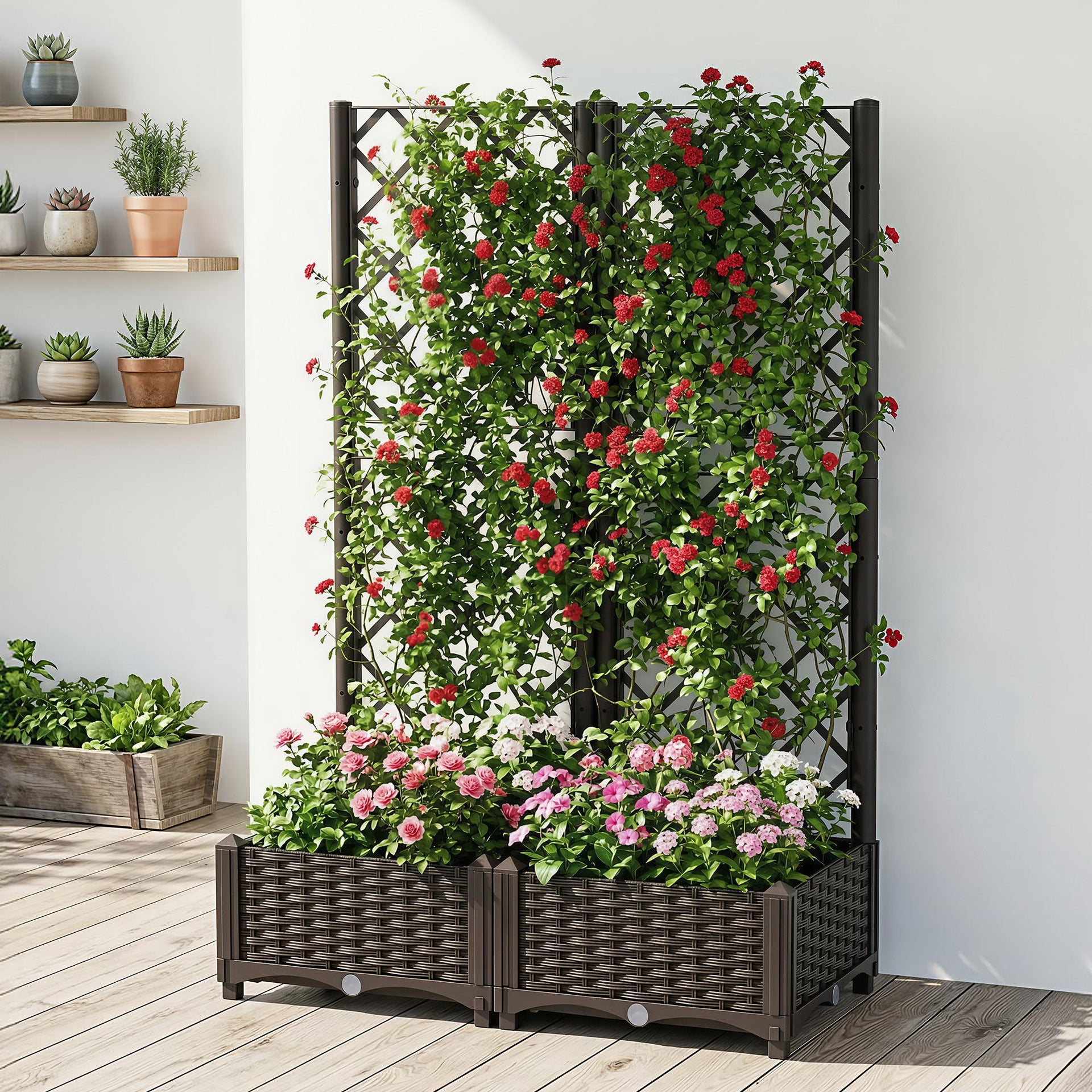 Green Fingers Raised Garden Bed Vertical Planter Self Watering Large Elevated Veggie Box 80x40x122cm Awezingly