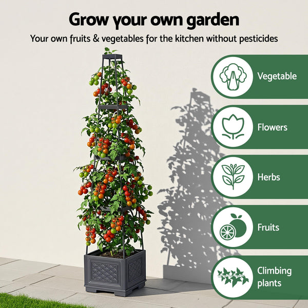 Green Fingers Self Watering Planter with Trellis Adjustable Height Modular Tomato Box 4 Layer 140cm Awezingly