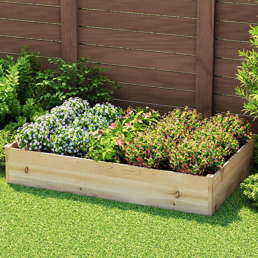 Green Fingers Garden Bed 150x90x30cm Wooden Planter Box Raised Container Growing Greenfingers