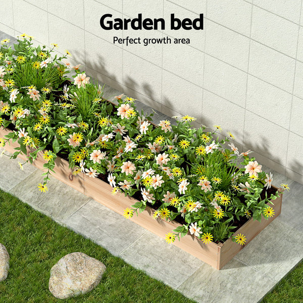 Green Fingers Garden Bed 150x90x30cm Wooden Planter Box Raised Container Growing Greenfingers