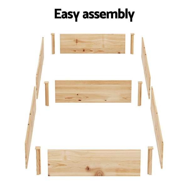 Green Fingers Garden Bed 150x90x30cm Wooden Planter Box Raised Container Growing Greenfingers