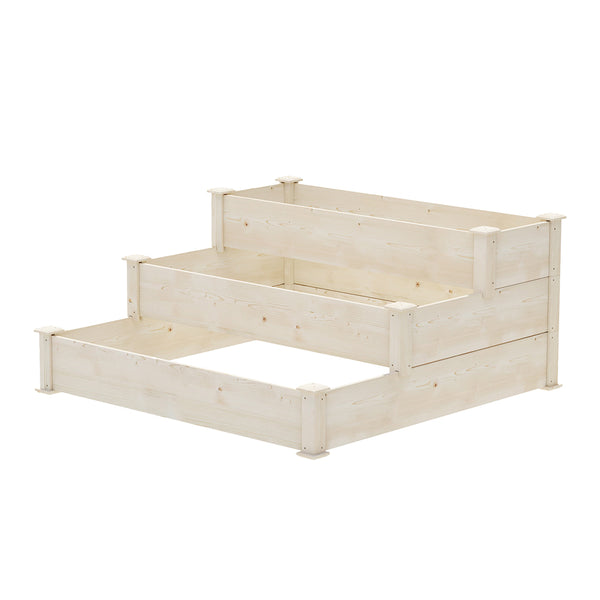 Green Fingers 3-Tier Wooden Raised Garden Bed Elevated Ground Vegetable Planter Box Greenfingers