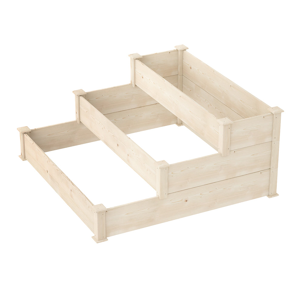 Green Fingers 3-Tier Wooden Raised Garden Bed Elevated Ground Vegetable Planter Box Greenfingers