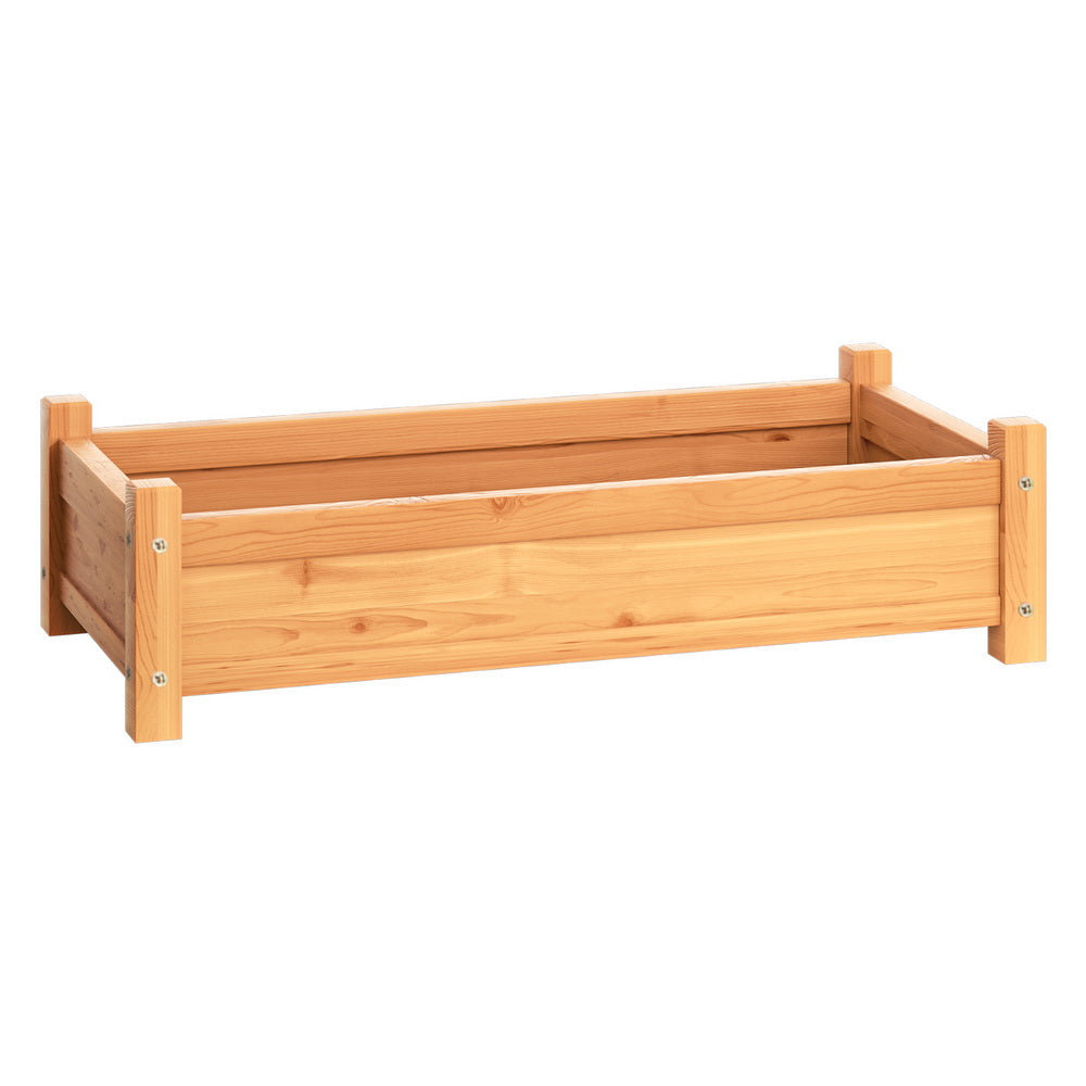 Green Fingers Garden Bed 65x33x16cm Wooden Planter Box Raised Container Growing Greenfingers
