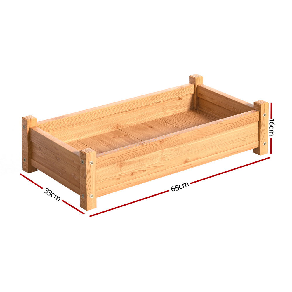 Green Fingers Garden Bed 65x33x16cm Wooden Planter Box Raised Container Growing Greenfingers