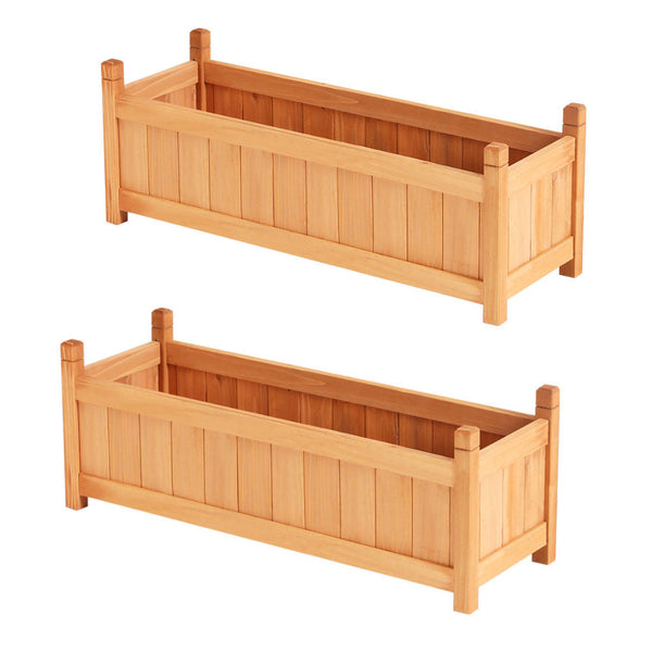 2x Green Fingers Raised Garden Bed 90x30x33cm Wooden Planter Box Raised Container Growing Greenfingers
