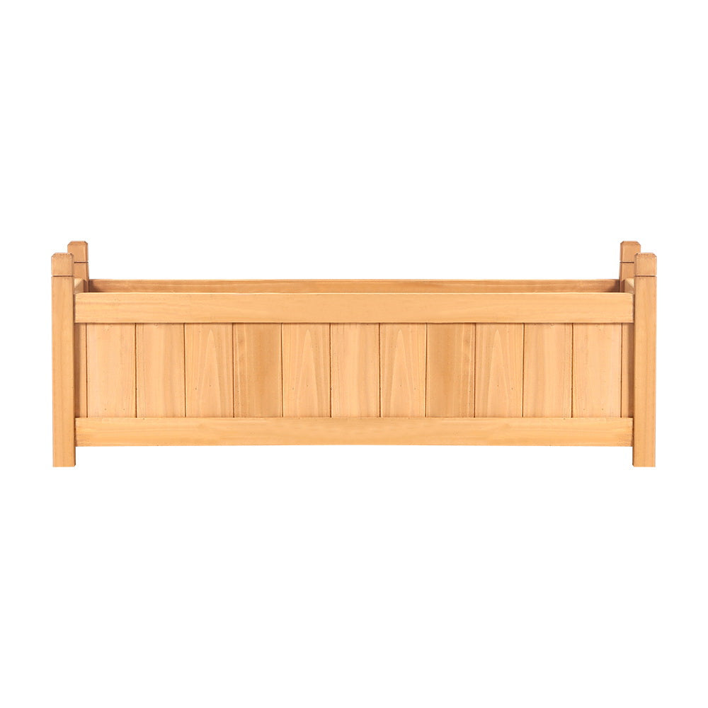 2x Green Fingers Raised Garden Bed 90x30x33cm Wooden Planter Box Raised Container Growing Greenfingers
