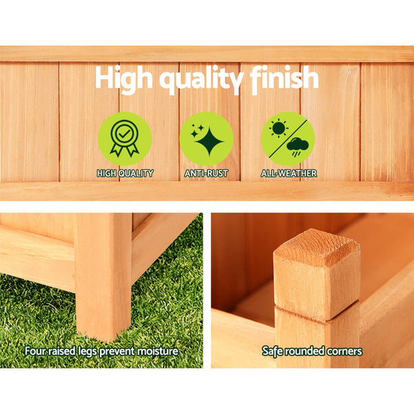 2x Green Fingers Raised Garden Bed 90x30x33cm Wooden Planter Box Raised Container Growing Greenfingers