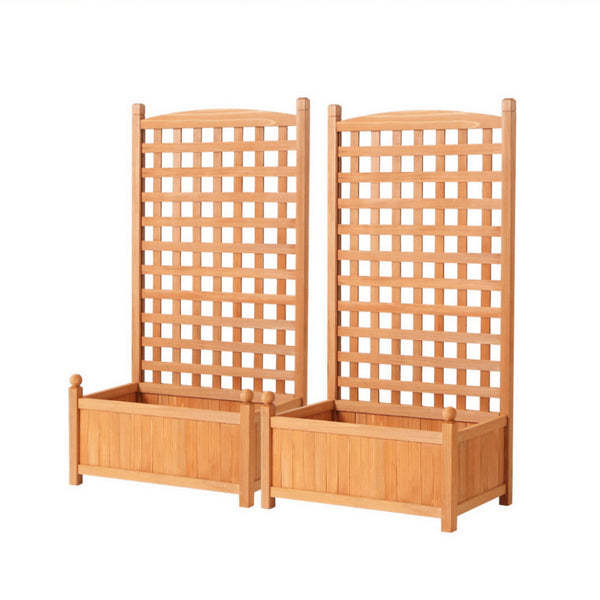 Green Fingers 2X Garden Bed Wooden 64x35x115cm Planter Raised Box Container Trellis Awezingly