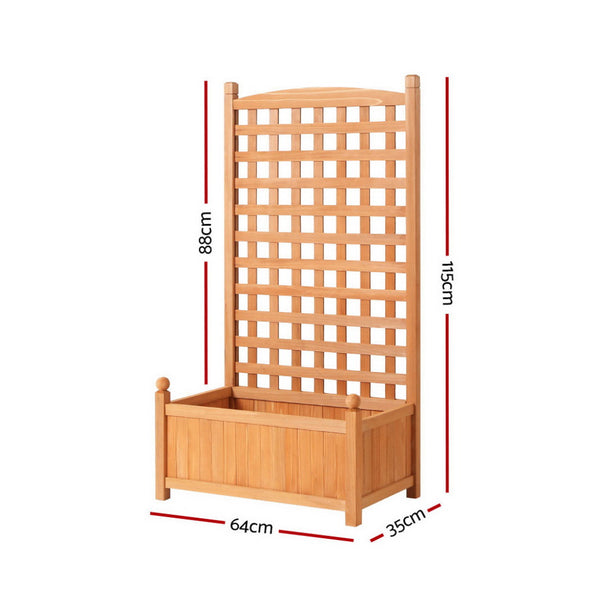 Green Fingers 2X Garden Bed Wooden 64x35x115cm Planter Raised Box Container Trellis Awezingly