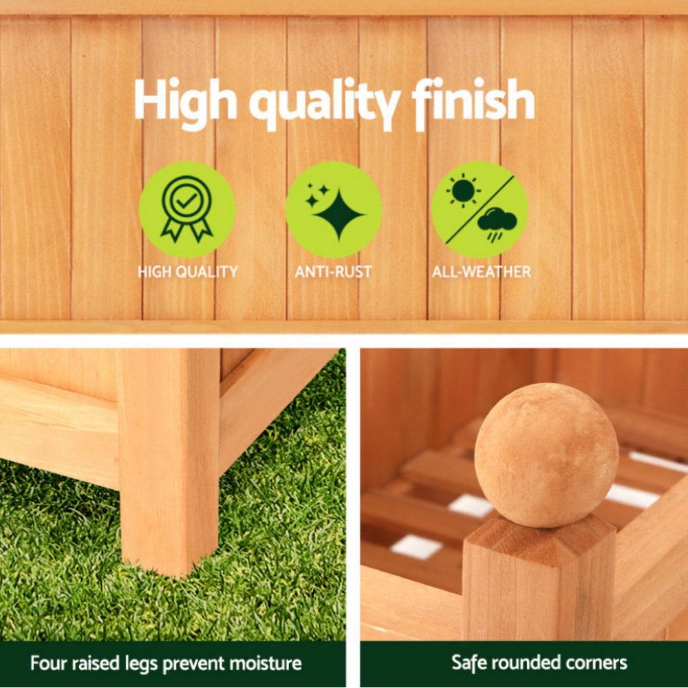 Green Fingers 2X Garden Bed Wooden 64x35x115cm Planter Raised Box Container Trellis Awezingly