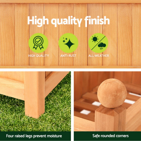 Green Fingers 2X Garden Bed Wooden 64x35x115cm Planter Raised Box Container Trellis Awezingly