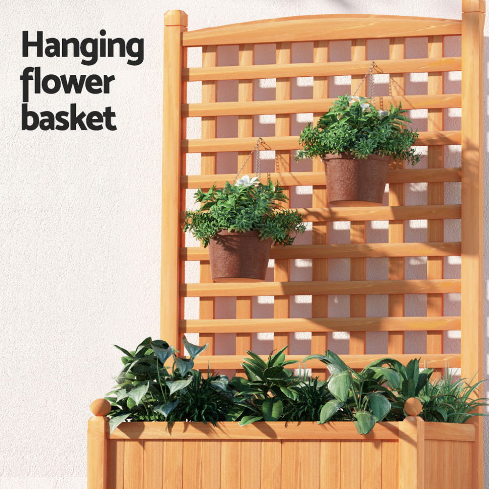 Green Fingers 2X Garden Bed Wooden 64x35x115cm Planter Raised Box Container Trellis Awezingly