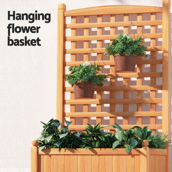 Green Fingers 2X Garden Bed Wooden 64x35x115cm Planter Raised Box Container Trellis Awezingly